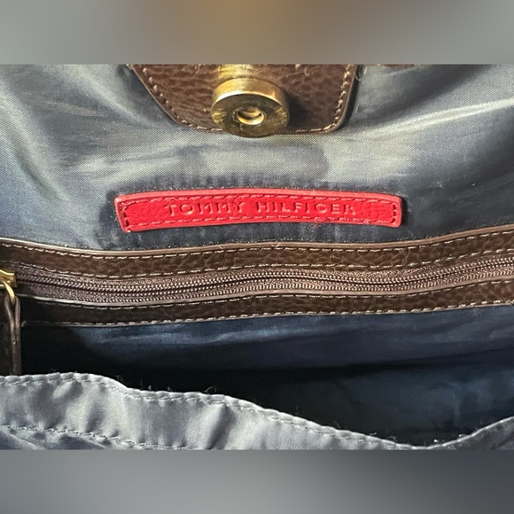 Tommy Hilfiger signature logo teal green satchel tote shoulder bag - Picture 7 of 10